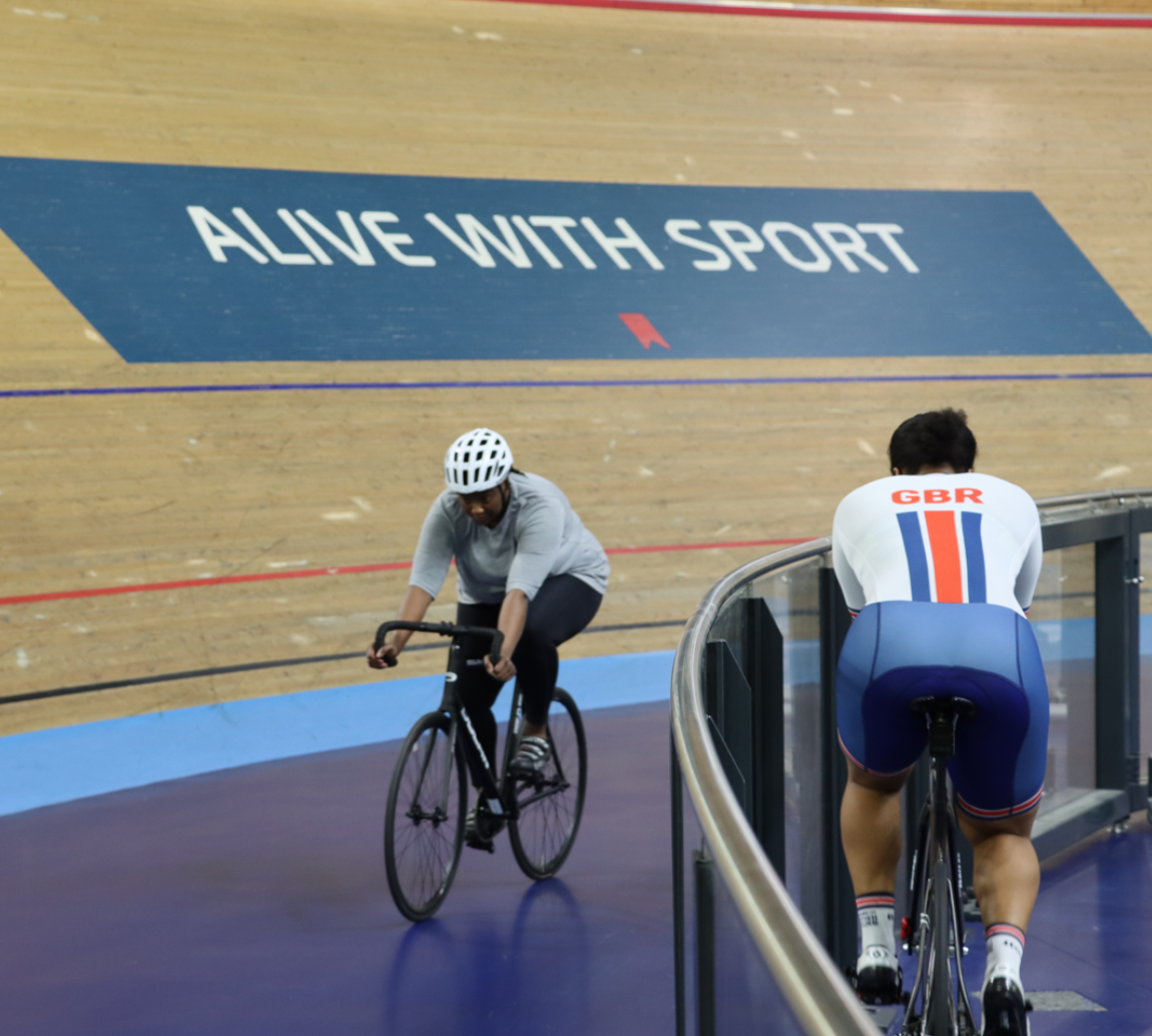 A cyclists cycling through the cycling centre